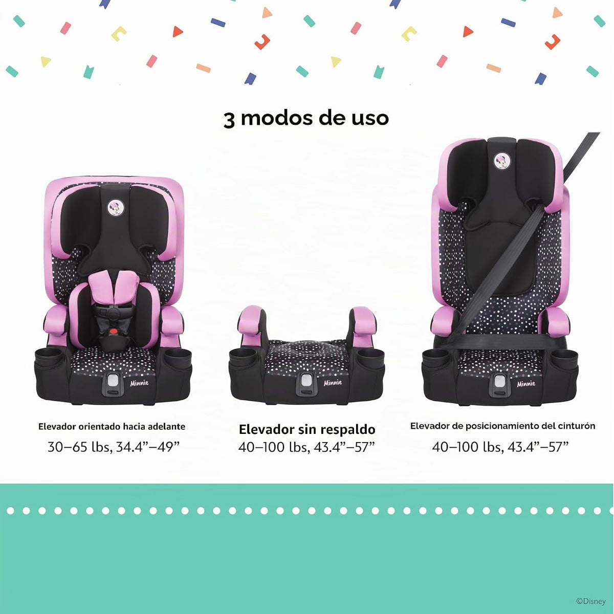 Disney Baby MagicSquad - Asiento de coche con arnés 3 en 1, Mickey...