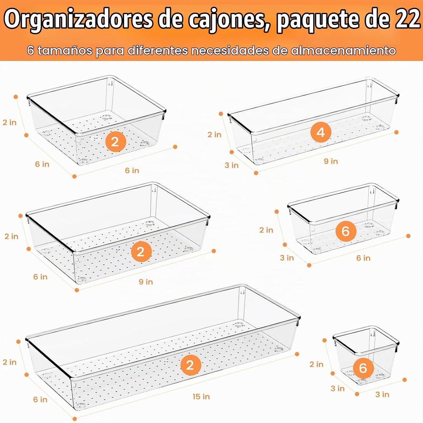 Criusia 22 Piezas Contenedores Organizadores de Cajones, Acrílico A...