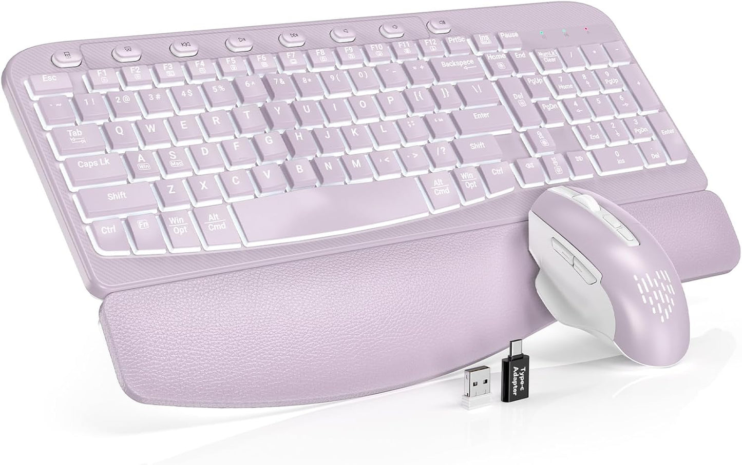 SABLUTE Combo de teclado y mouse inalámbricos, onda ergonómica con...