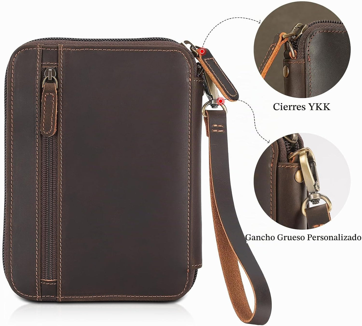 Polare - Cartera de cuero de grano completo para pasaporte familiar...