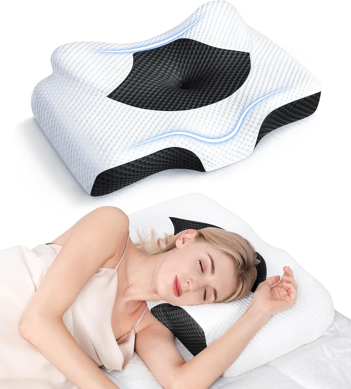 Osteo Almohada cervical para aliviar el dolor de cuello, diseño hue...