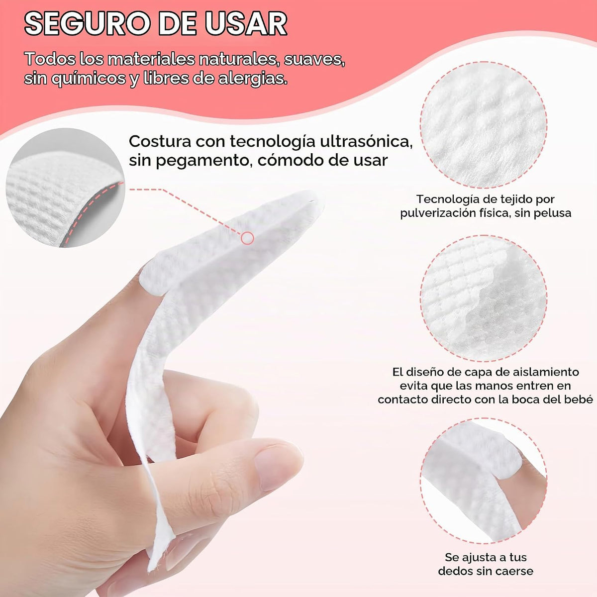 EASICUTI 40 piezas de cepillo de dedo para bebé, toallitas secas pa...