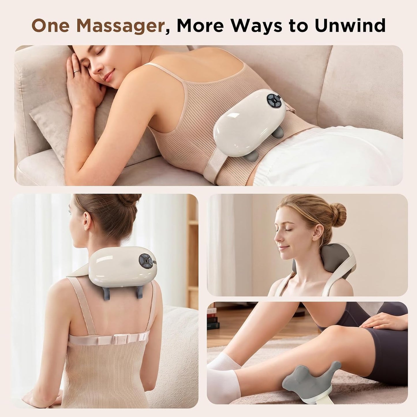 Omnaqiky Masajeador de cuello Shiatsu inalámbrico con correas de ca...