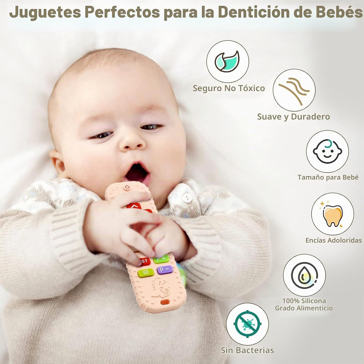 Mordedores para aliviar la dentición, juguetes para bebés de 3-6 12...