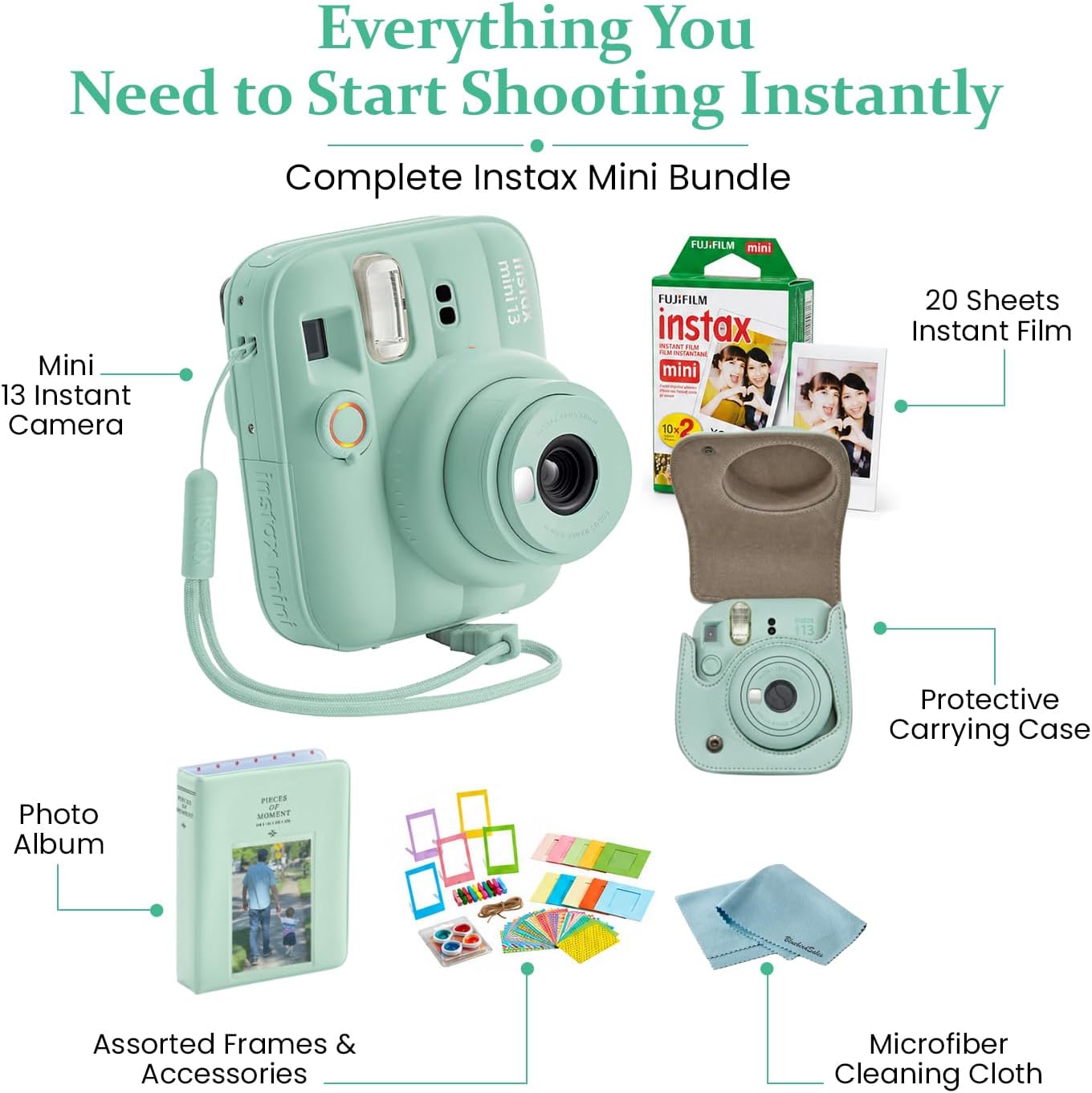 FUJIFILM Instax Mini 13 - Paquete de cámara instantánea con 20 hoja...