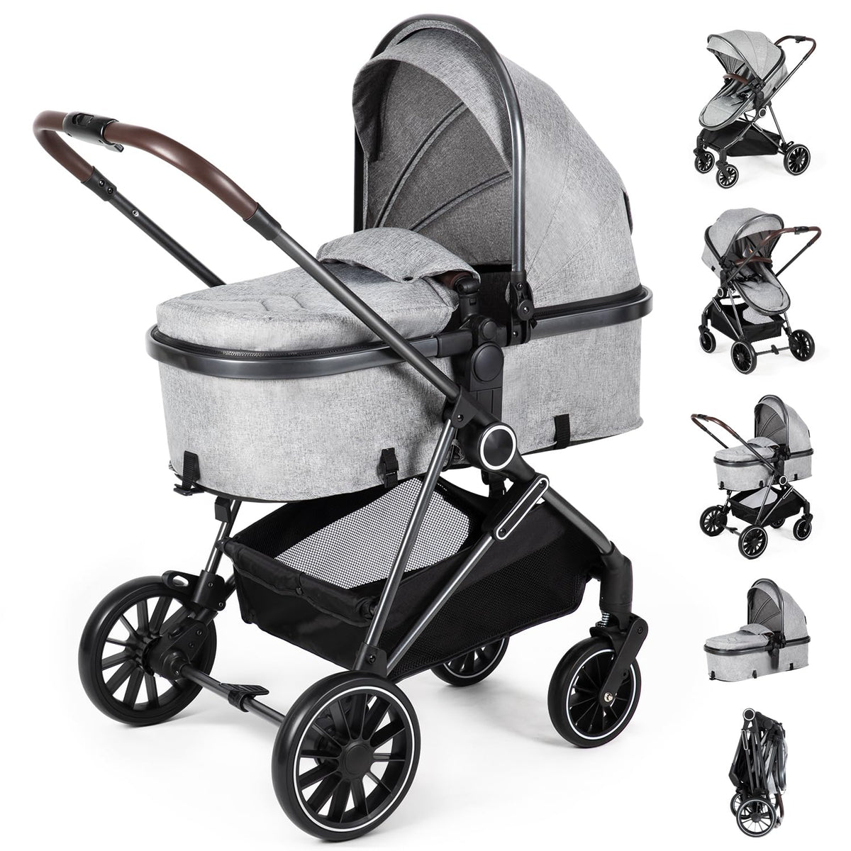 Cochecito de bebé 2 en 1 con modo moisés \u2013 Cochecito plegable...