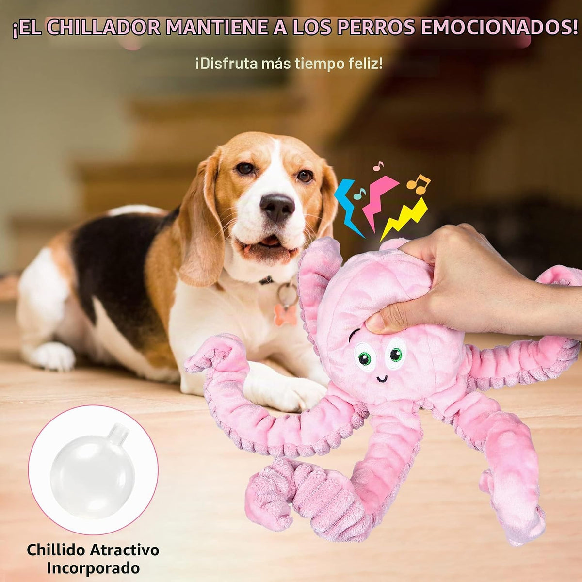 BUYPOW Juguetes chirriantes para perros, pulpo, juguetes de felpa r...