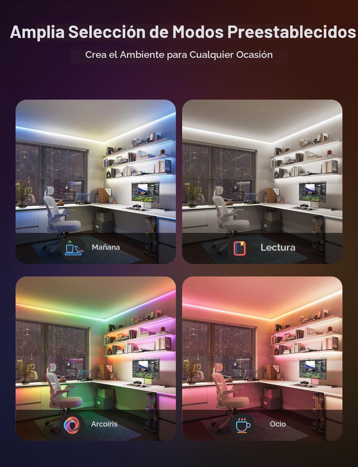 Govee - Tira de luces LED COB Pro, luces LED para dormitorio compat...