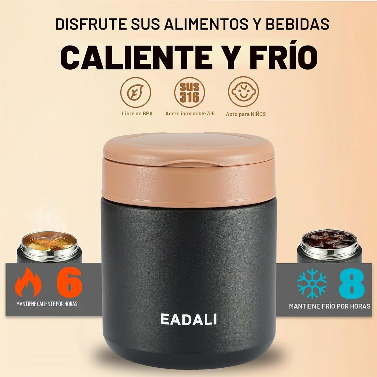 Eadali Tarro de comida para niños de 15.2 onzas para comida calient...