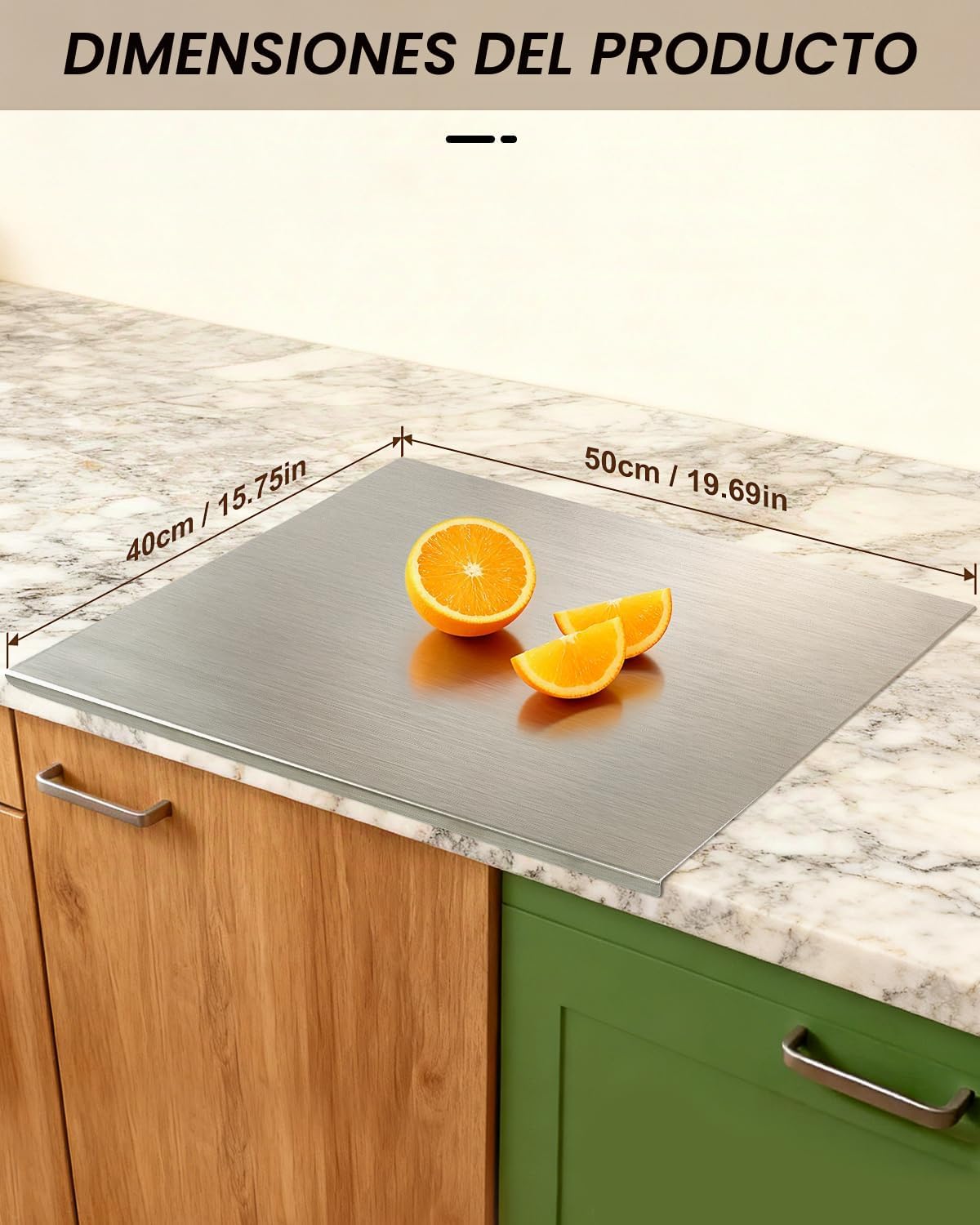 GVUHR Tabla de cortar de acero inoxidable 304 para cocina, tabla de...