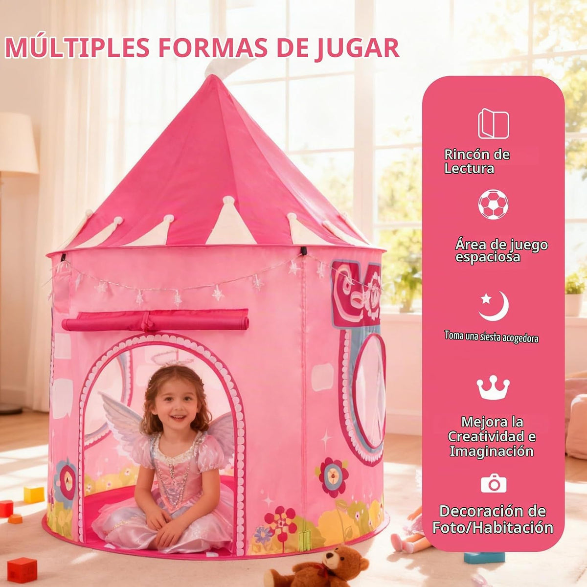 ROIWUIE Tienda de campaña de juego Princess Castle para niños, tien...