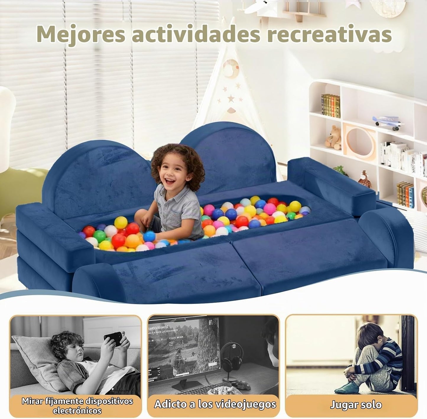 Decmuerx Sofá modular de juego para niños, 12 piezas, sofá modular...