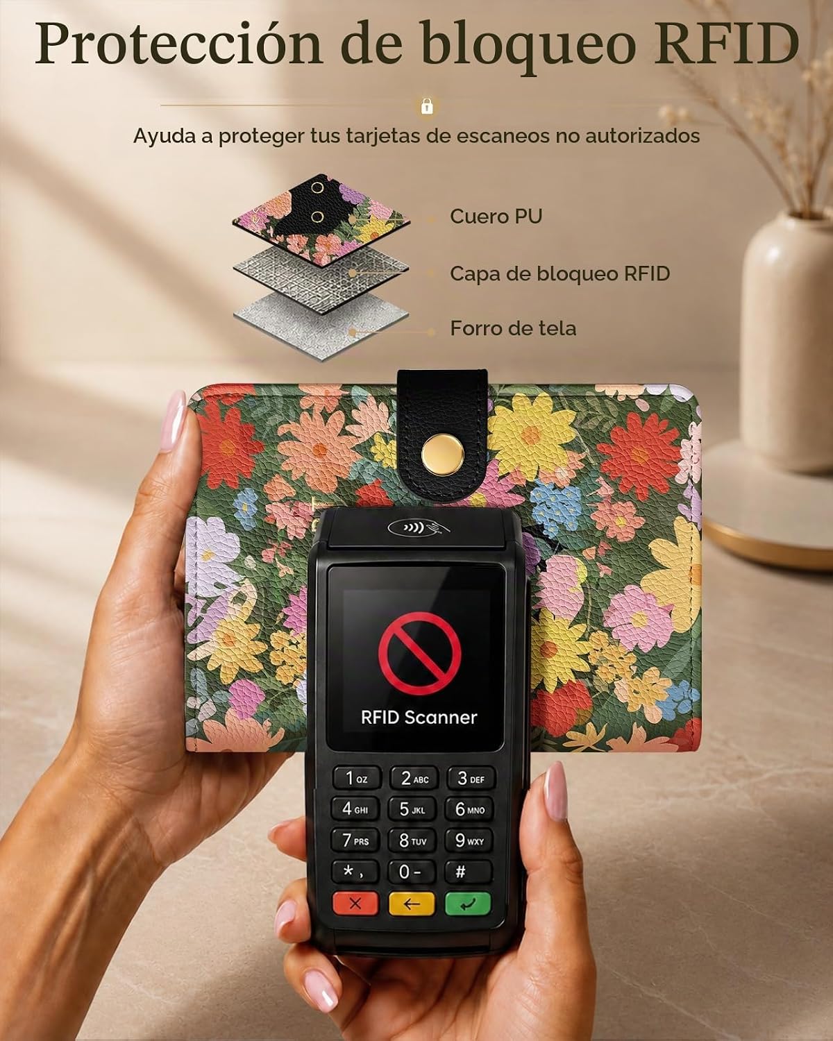 Slohif Elegante soporte para pasaporte con bloqueo RFID con ranura...