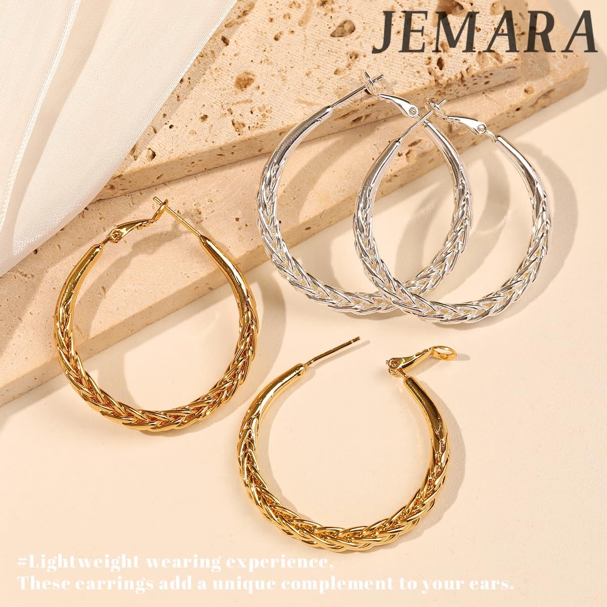 JEMARA Pendientes de Aro de Plata para Mujer a la Moda Hipoalergéni...