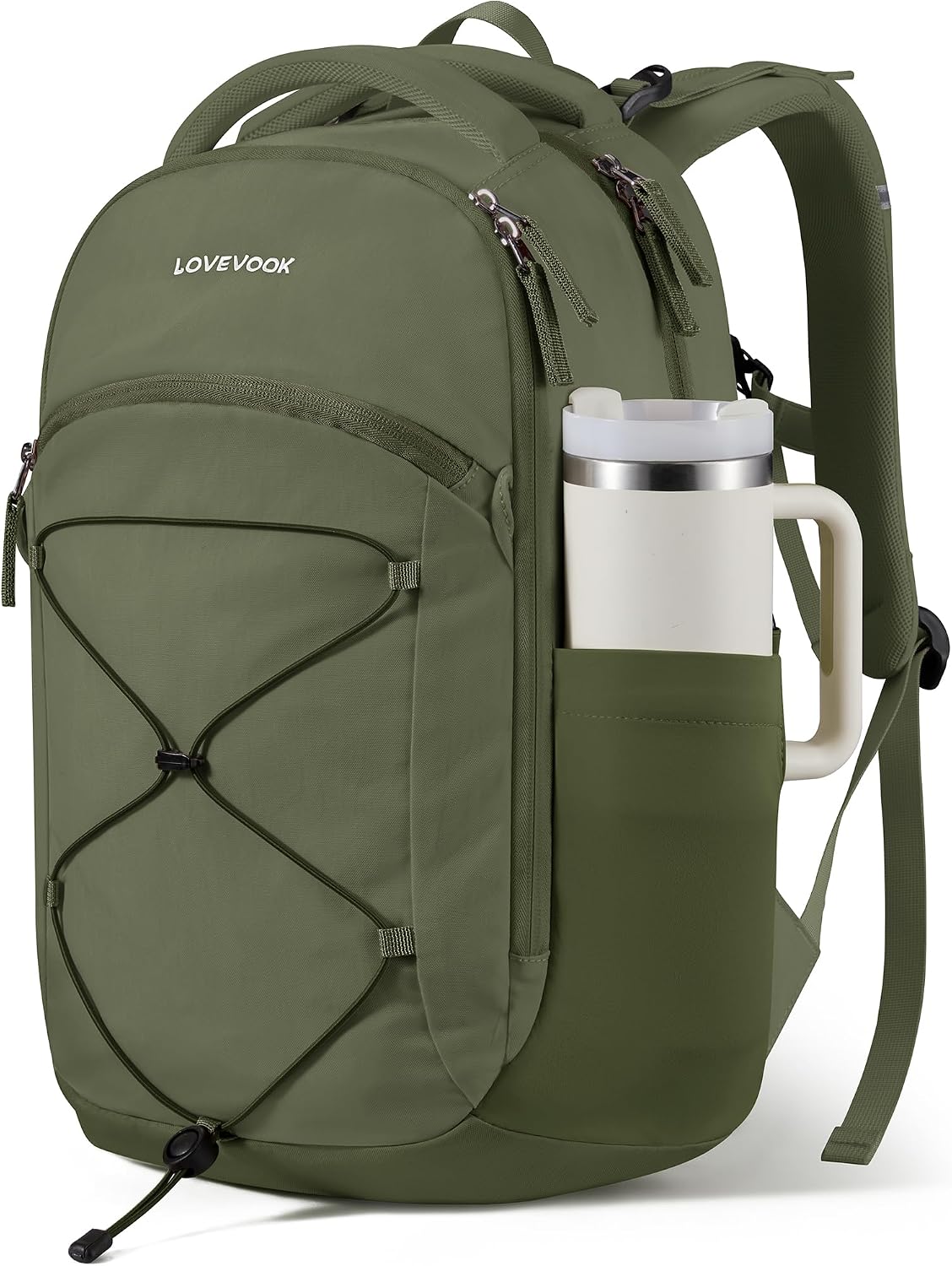 LOVEVOOK Mochila de viaje para laptop, Beige - Verde Mostaza - Verd...