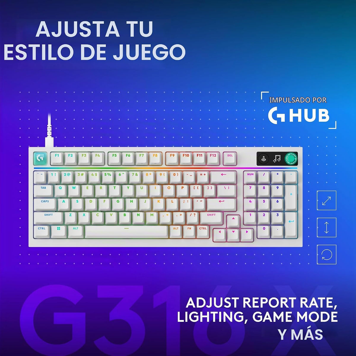 Logitech G Teclado para juegos de 316 x 98, velocidad de informe de...