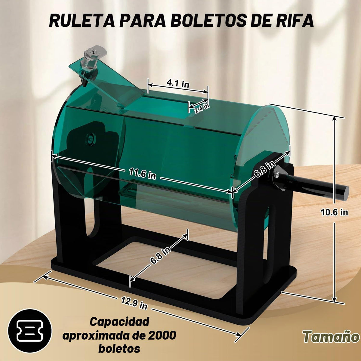 Spinner de tambor de boleto de rifa con mango de giro silencioso pa...