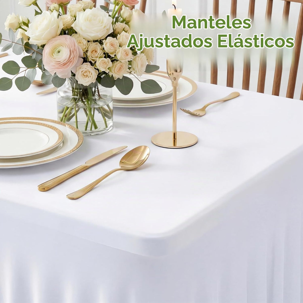 Baoszty Mantel de elastano blanco para mesas rectangulares de 6 pie...