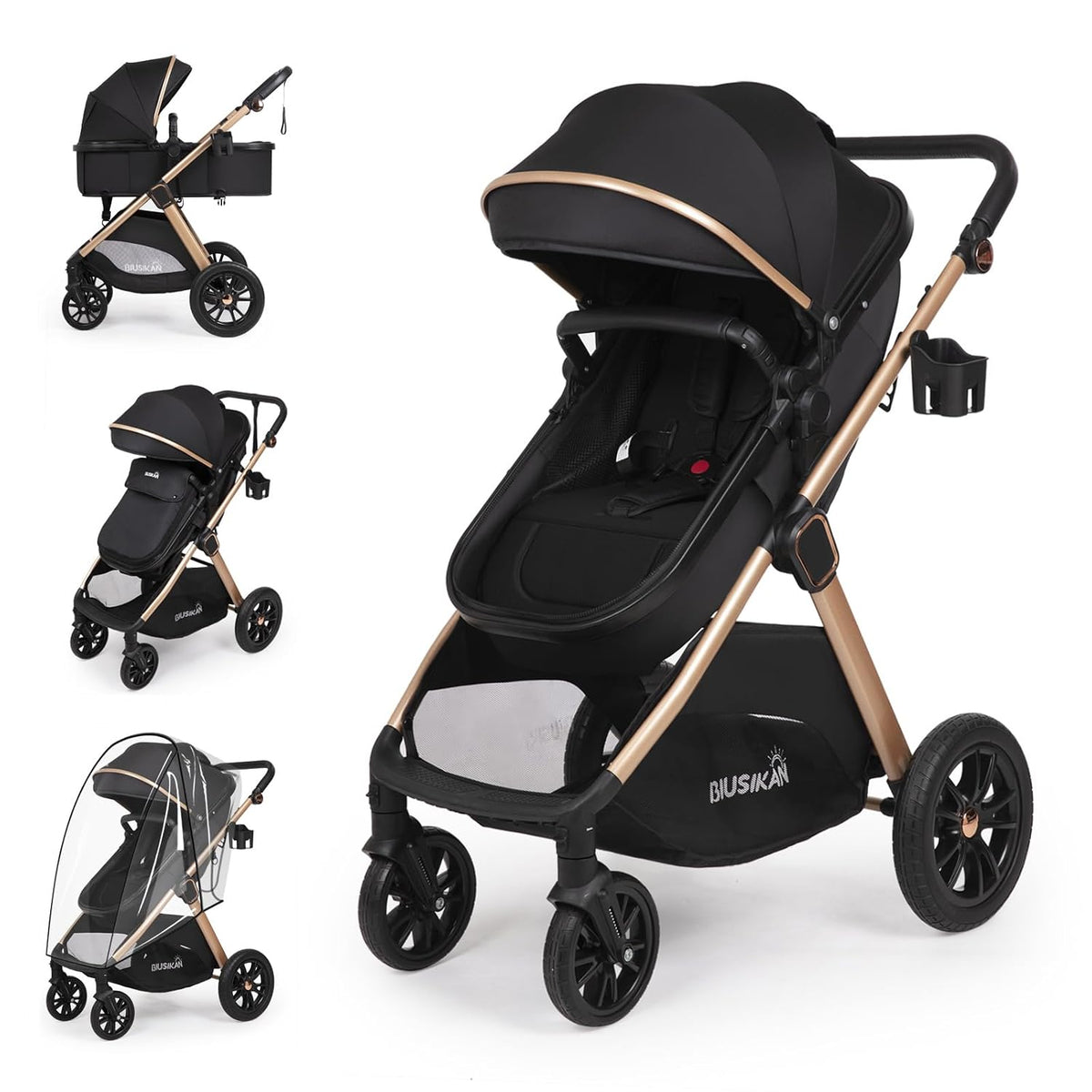 Cochecito de bebé convertible 6 en 1 con moisés con silla de paseo...