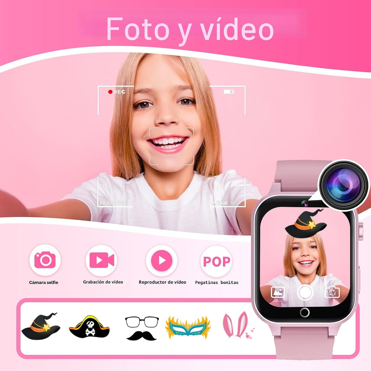 Reloj inteligente para niños de 5 a 12 años, 26 juegos, pantalla tá...