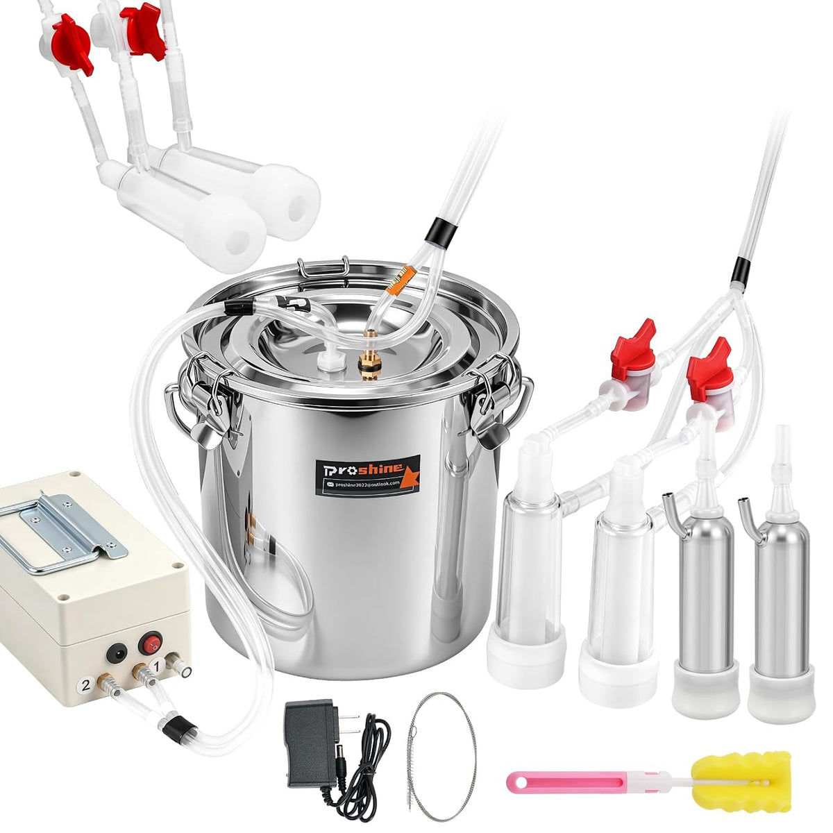 Máquina de ordeño eléctrica 2 en 1 7L con 4 tazas de tetina de cabr...