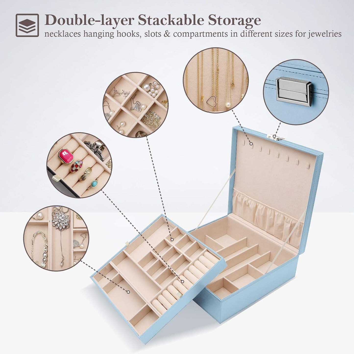 ProCase Caja de Joyas para Mujeres, 2 Capas Organizador de Joyas de...