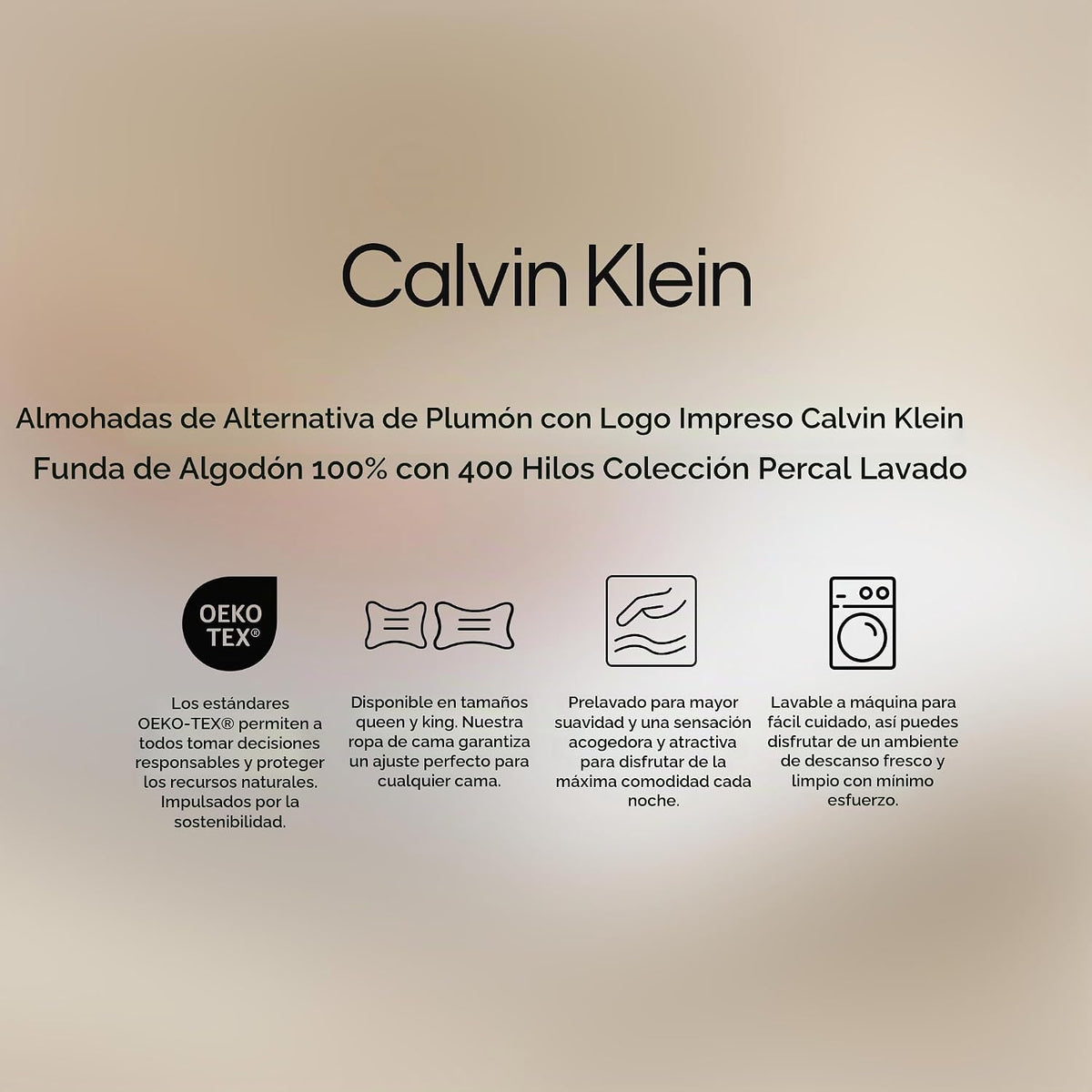 Calvin Klein Juego de 2 almohadas de hotel de lujo tamaño Queen de...