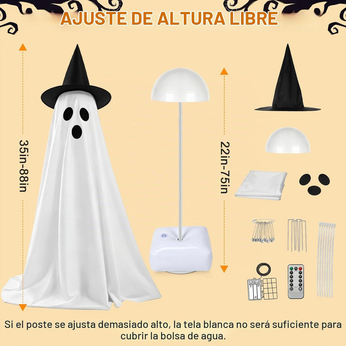 2 decoraciones de Halloween al aire libre, fantasma, decoración de...