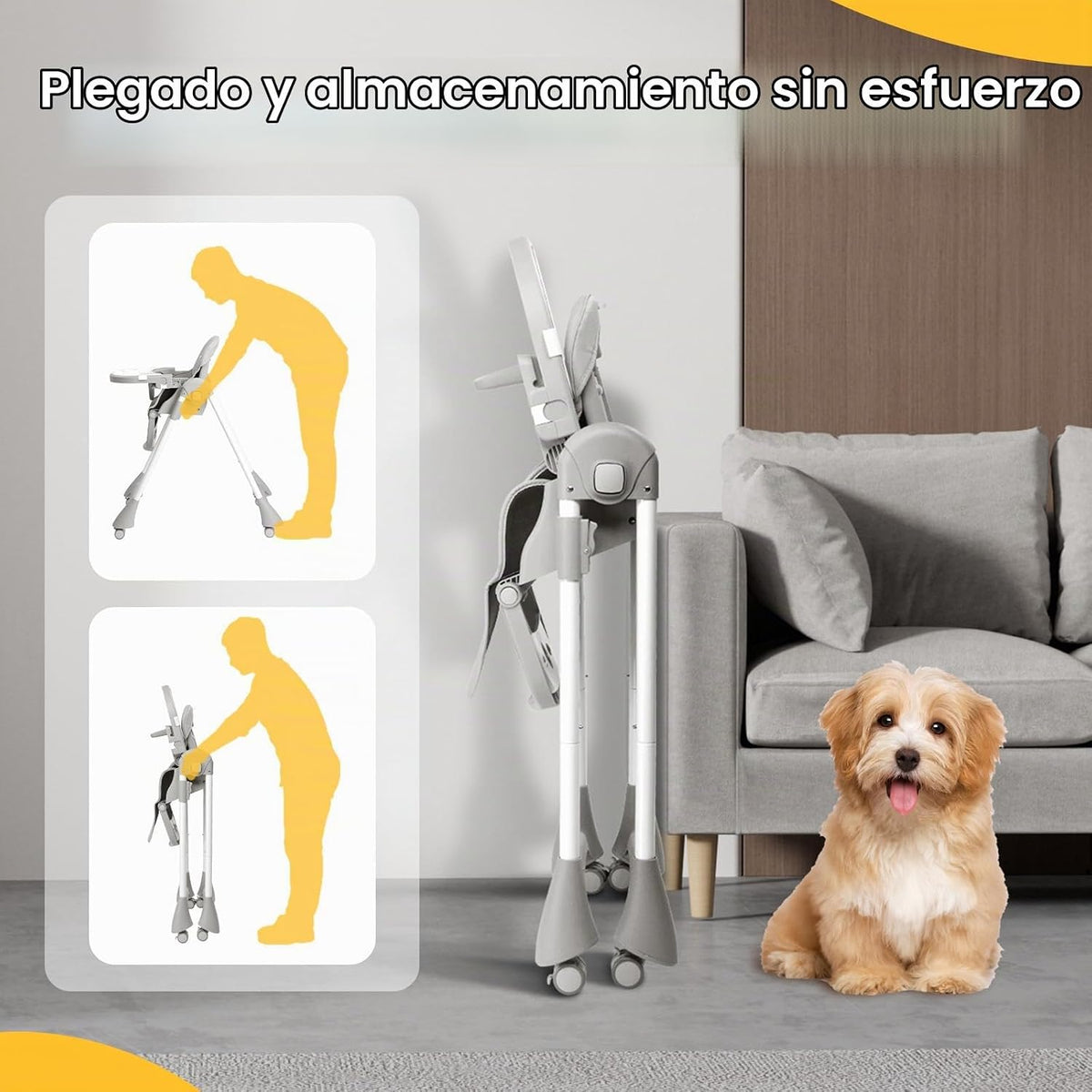 JOYMOR Silla alta plegable para bebé, silla alta convertible 4 en 1...