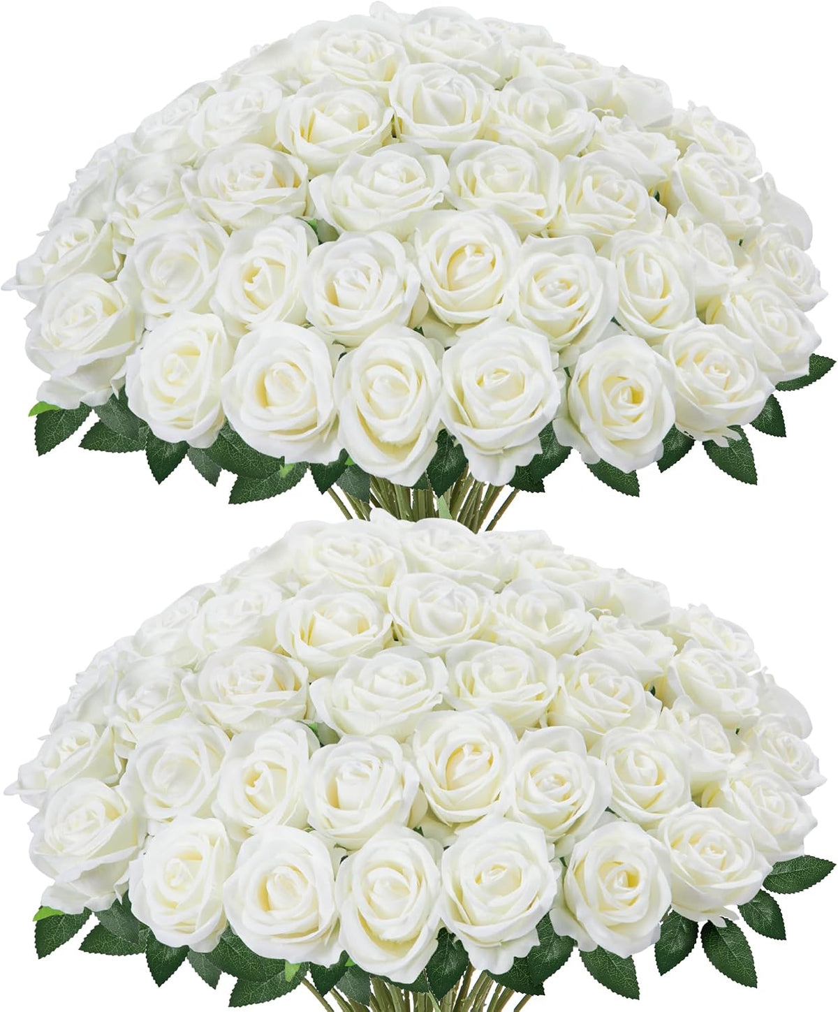 InnoGear Rosas blancas artificiales 50 piezas de terciopelo falso s...