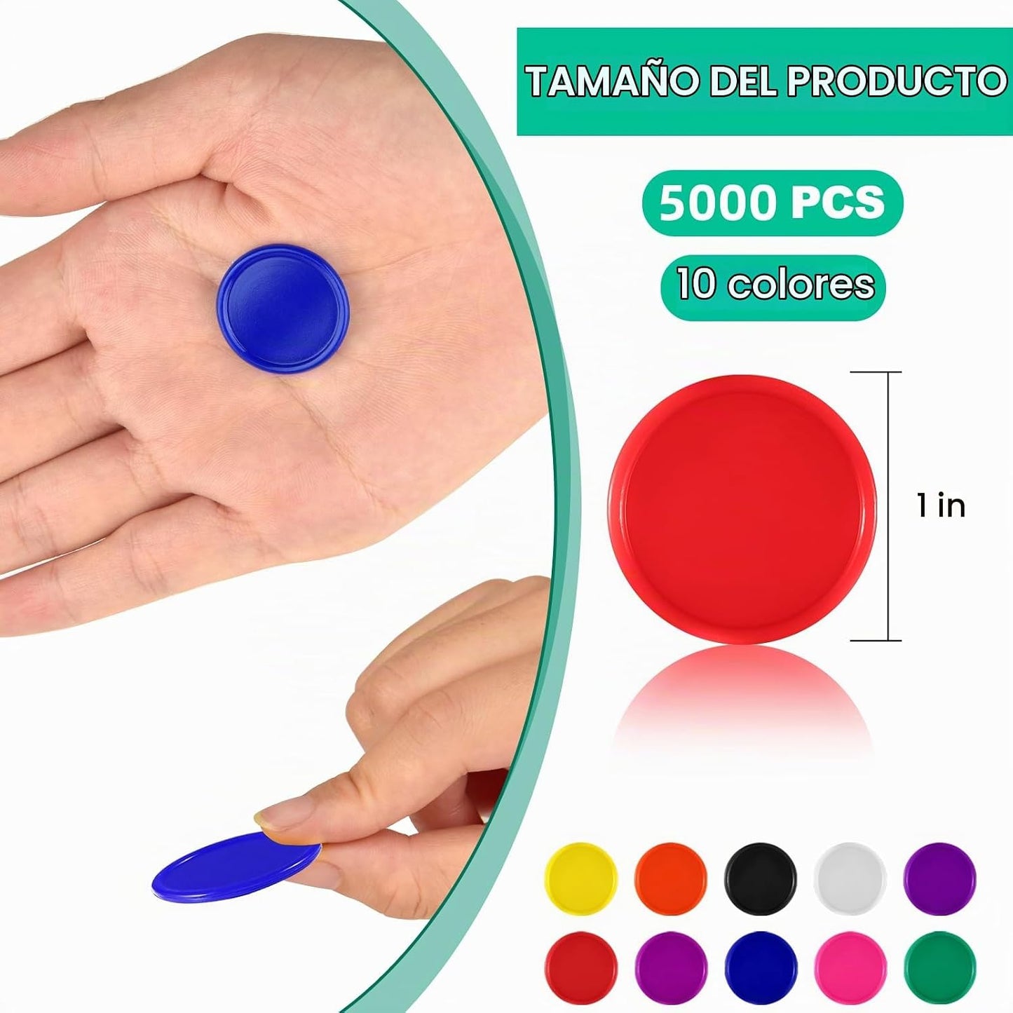 Coopay 5000 fichas de bingo de 1 pulgada a granel, marcadores de bi...
