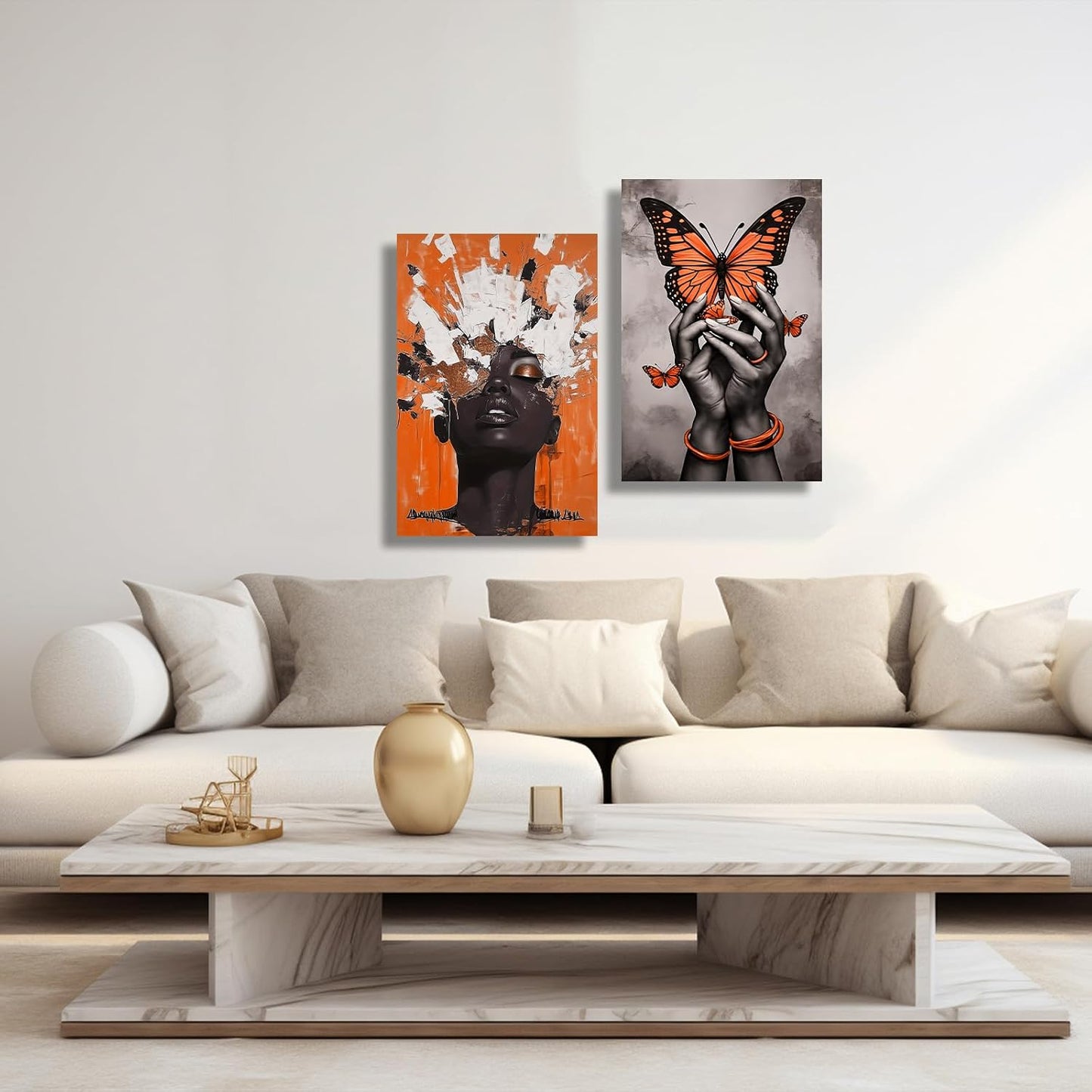 XLMDYYSW Juego de 2 lienzos artísticos abstractos de mujer negra y...