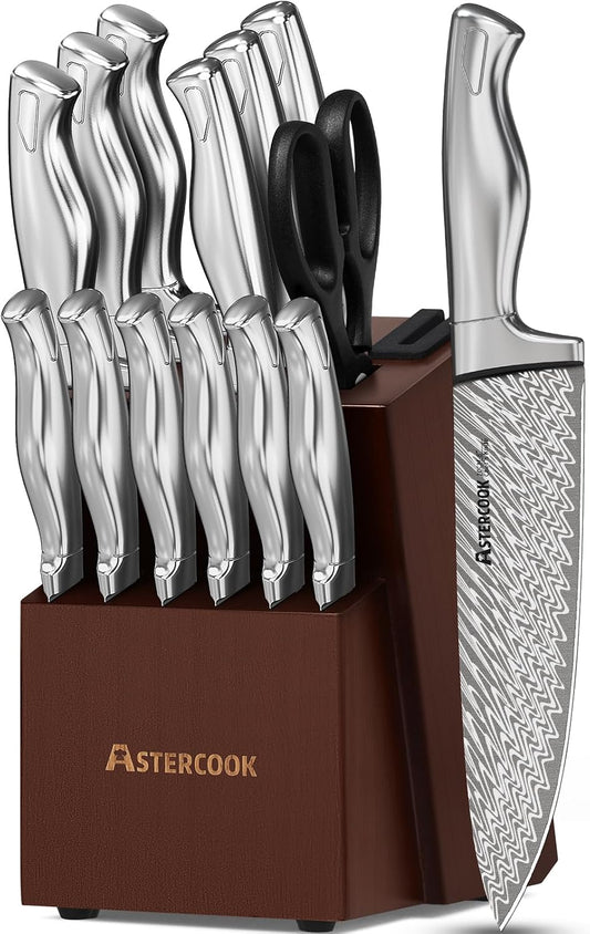 Astercook Juego de Cuchillos, Juego de Cuchillos de Cocina de 15 Pi...