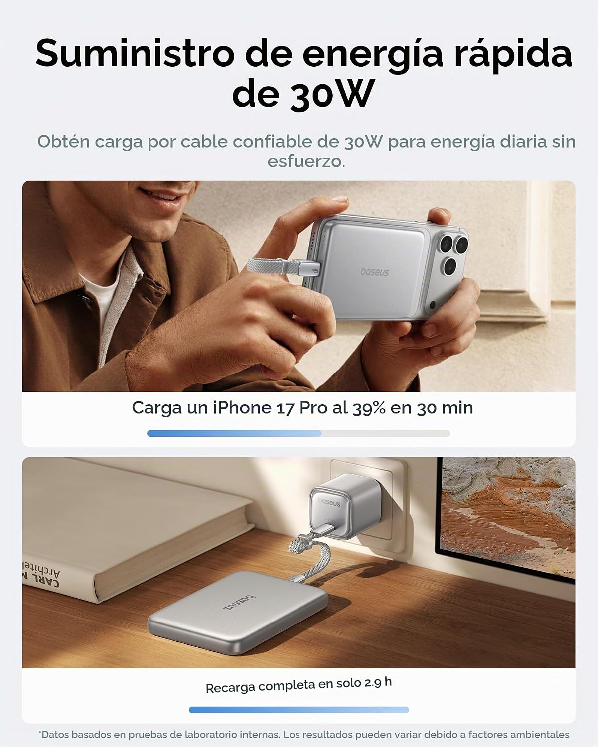 Baseus Picogo AM71 Ultra Slim 10000mAh Qi2.2 Power Bank, cargador p...