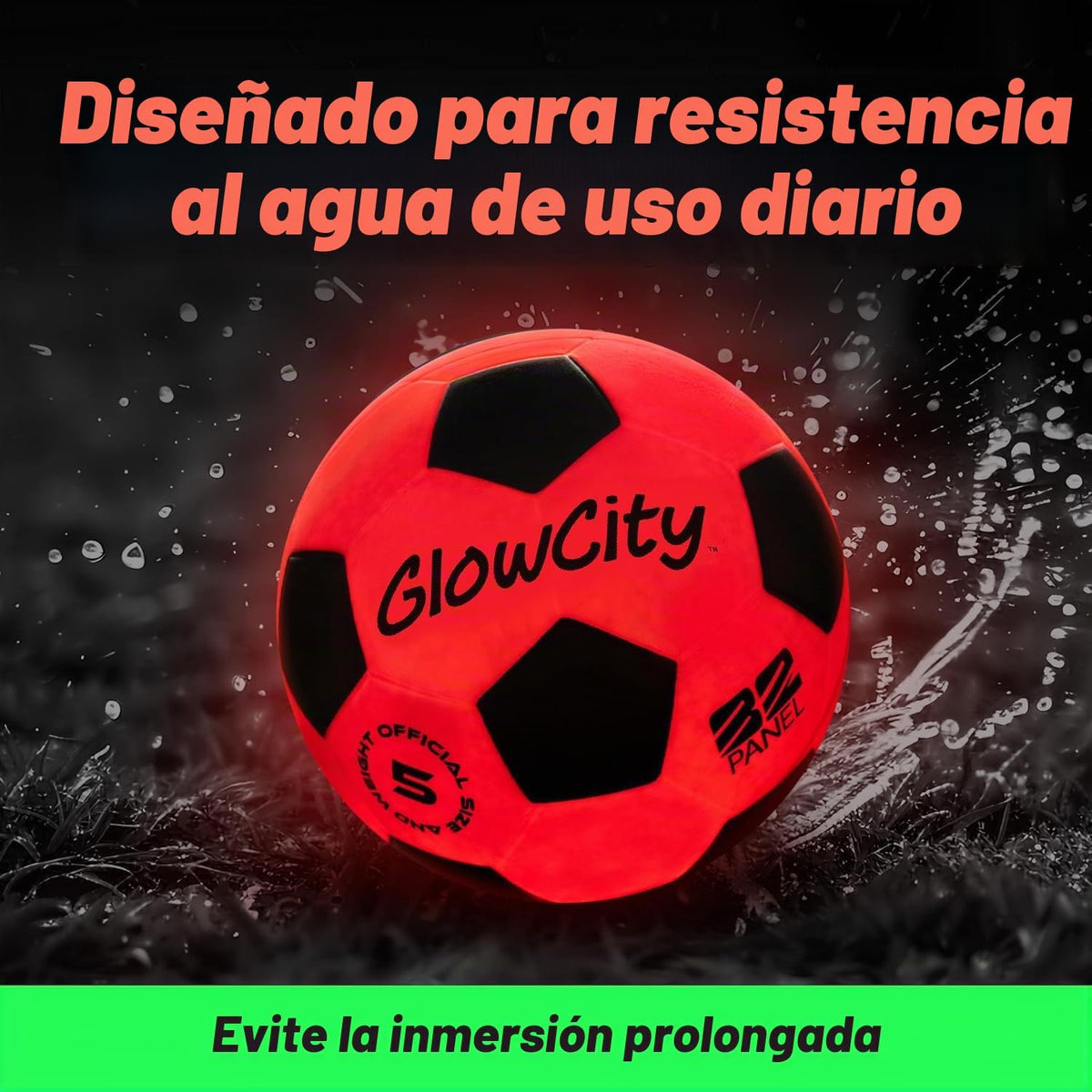 GlowCity Balón de fútbol que brilla en la oscuridad - Tamaños 3, 4,...