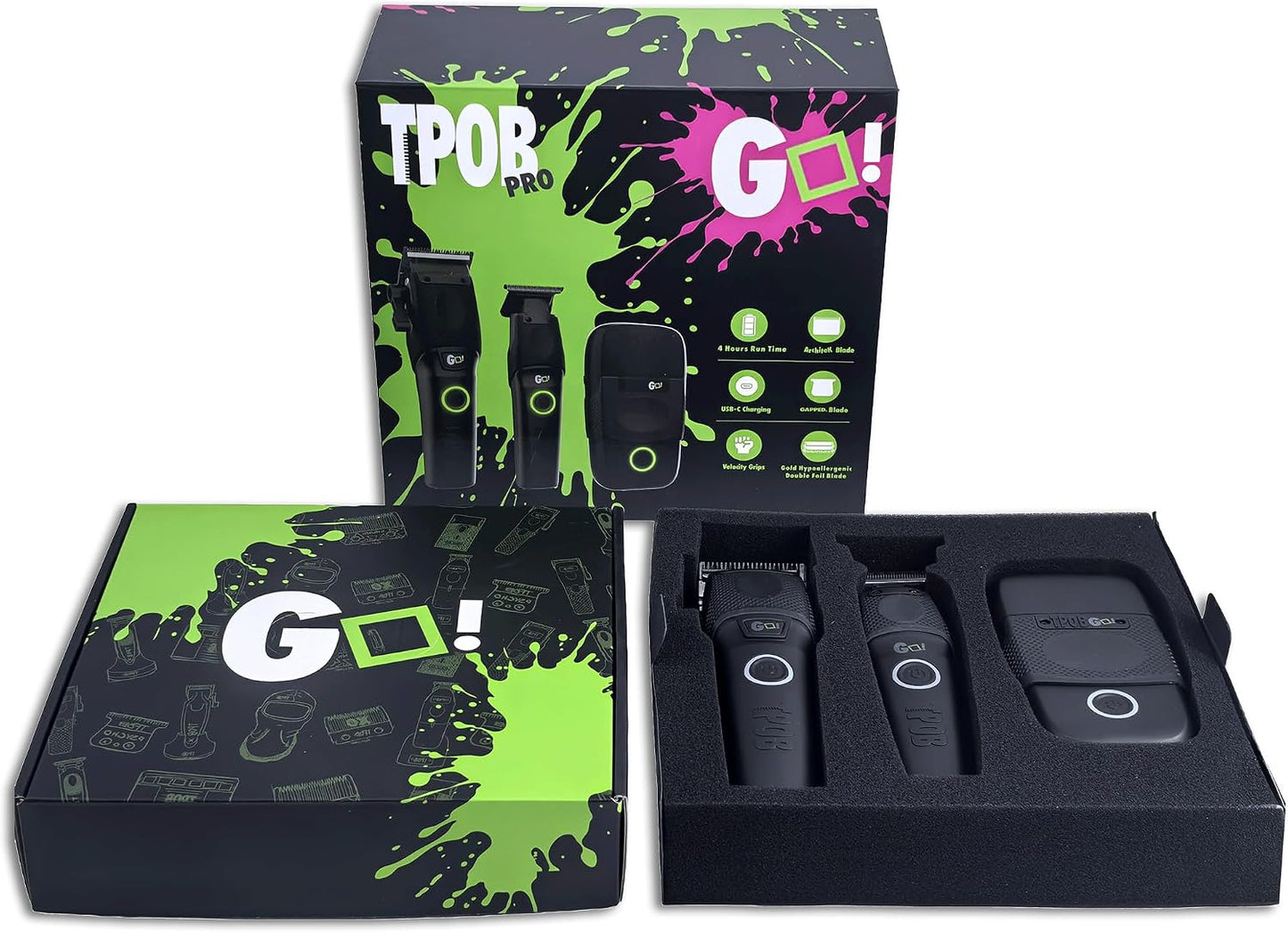 TPOB Juego de cortapelos profesionales Go Blackout Edition con reco...