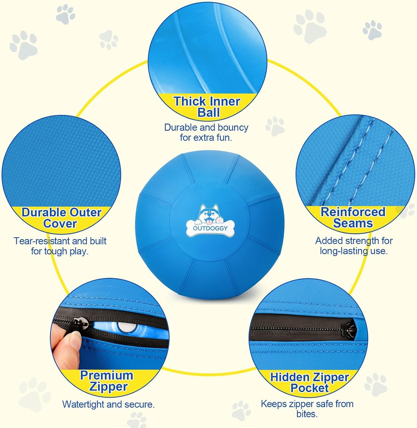 Outdoggy Pelota de pastoreo para perros de 25" - Resistente para ra...
