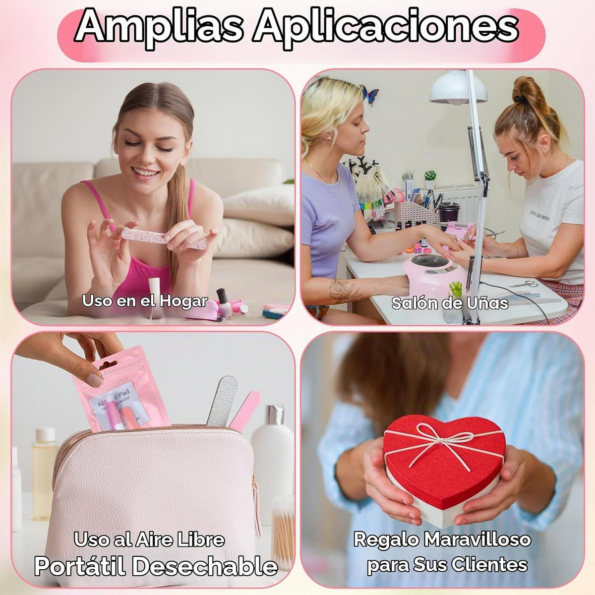 Kit de 100 herramientas de uñas a presión rosa para empresas, kit d...
