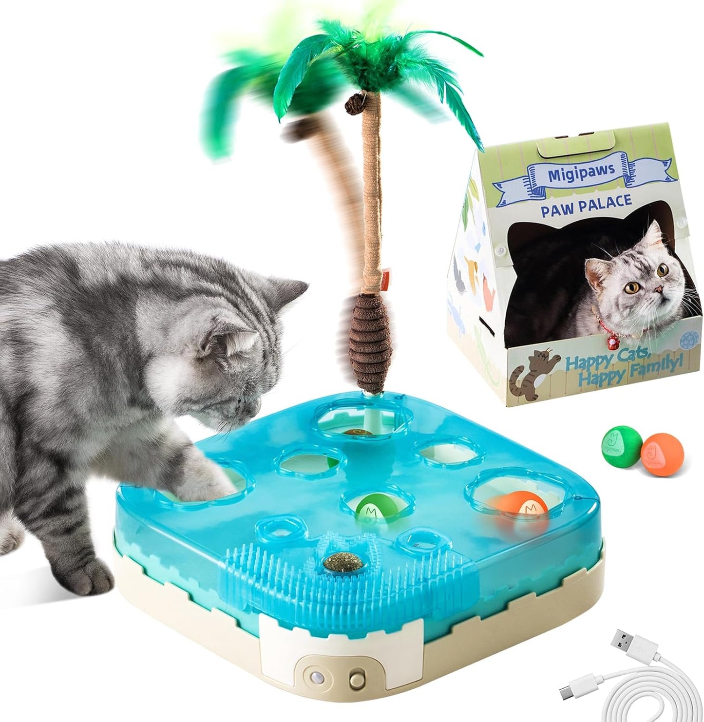 Migipaws Juguete Interactivo 7 en 1 para Gatos Activado por Movimie...