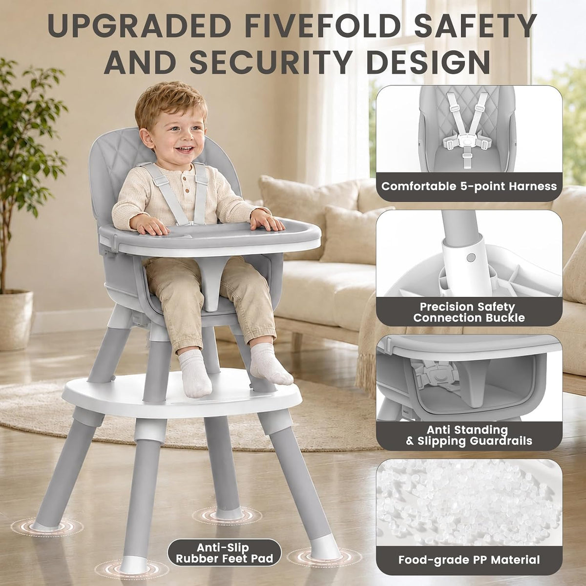 Sillas altas para bebés y niños pequeños, silla alta convertible 8...