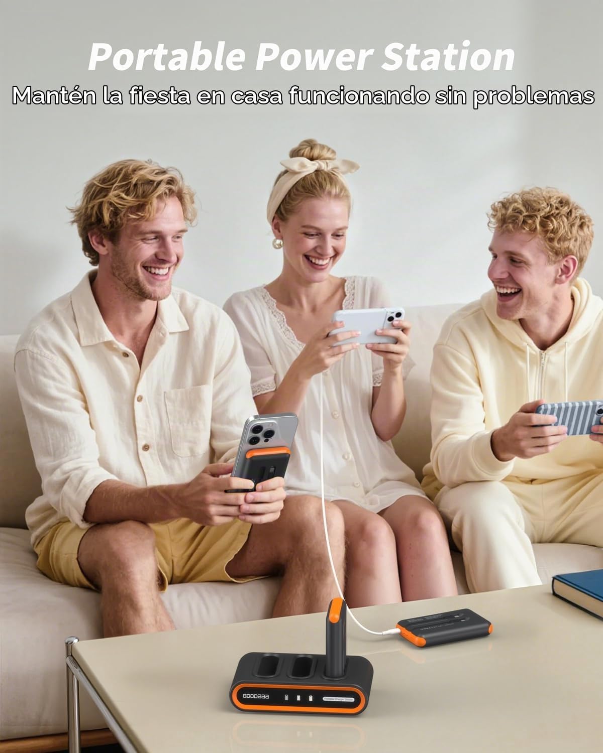 GOODaaa Cargador portátil, paquete de 3 cables integrados de banco...