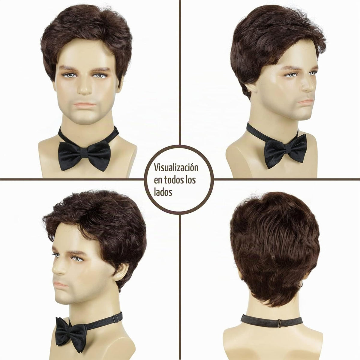BCHR Pelucas marrones para hombre, peluca corta para hombre, resist...