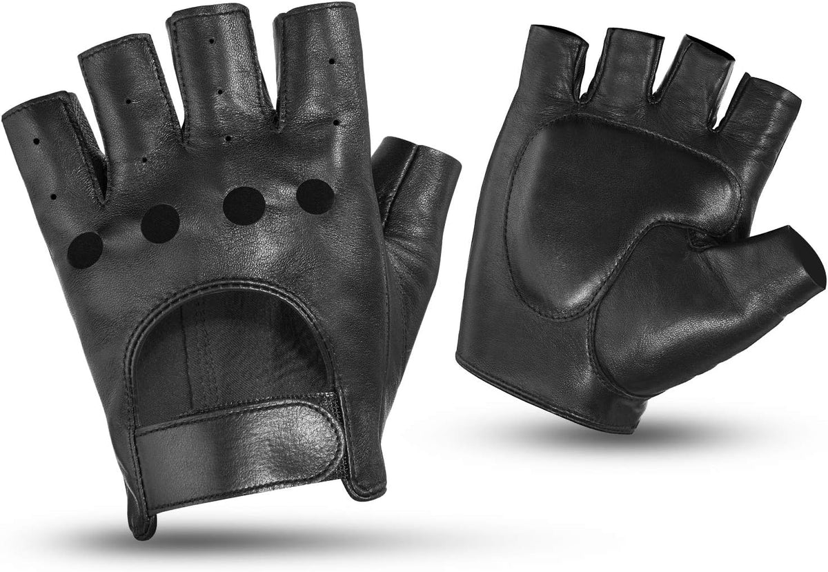 KEMIMOTO Guantes de motocicleta de piel de oveja sin dedos, guantes...