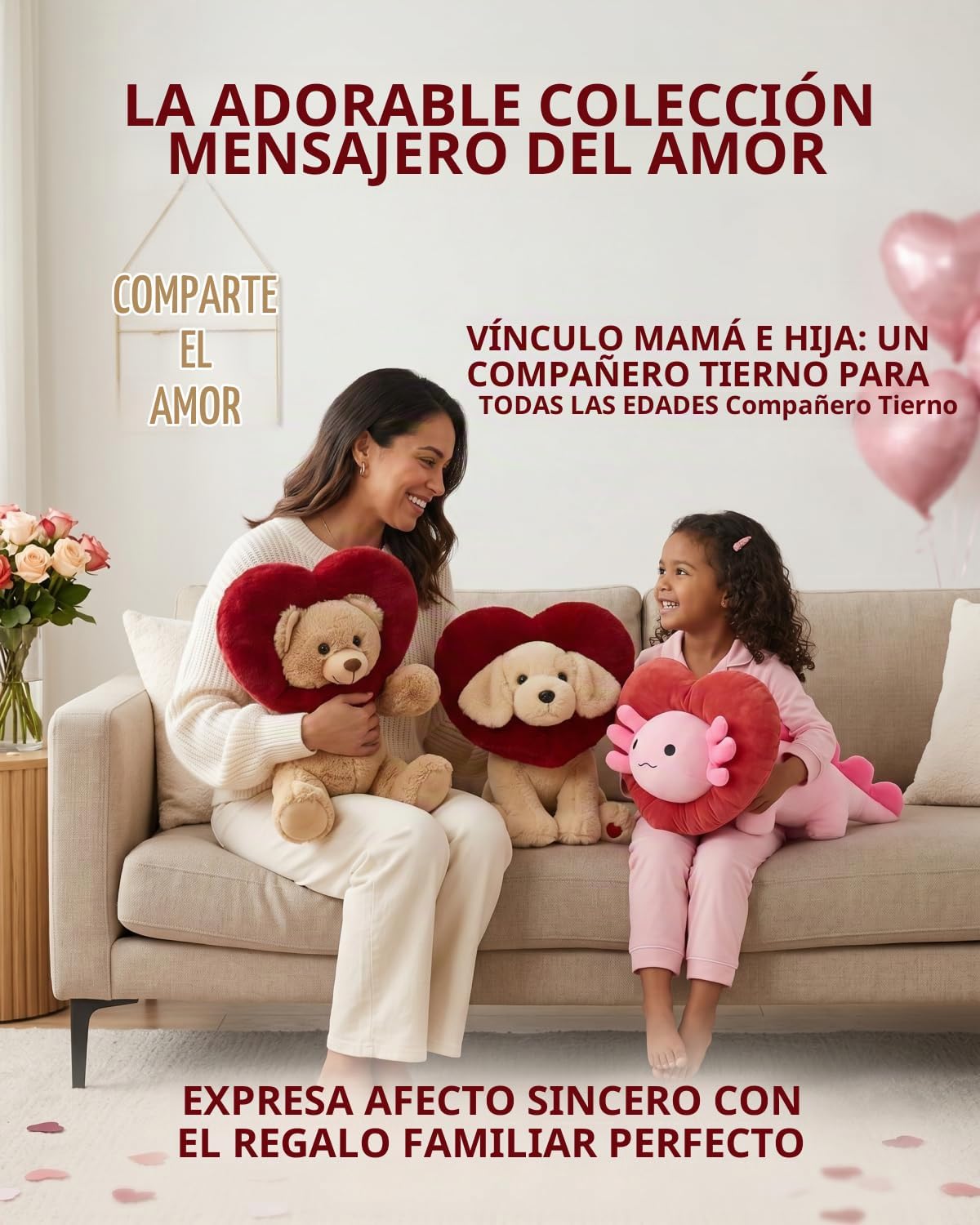 MaoGoLan Oso de peluche de San Valentín con capucha en forma de cor...