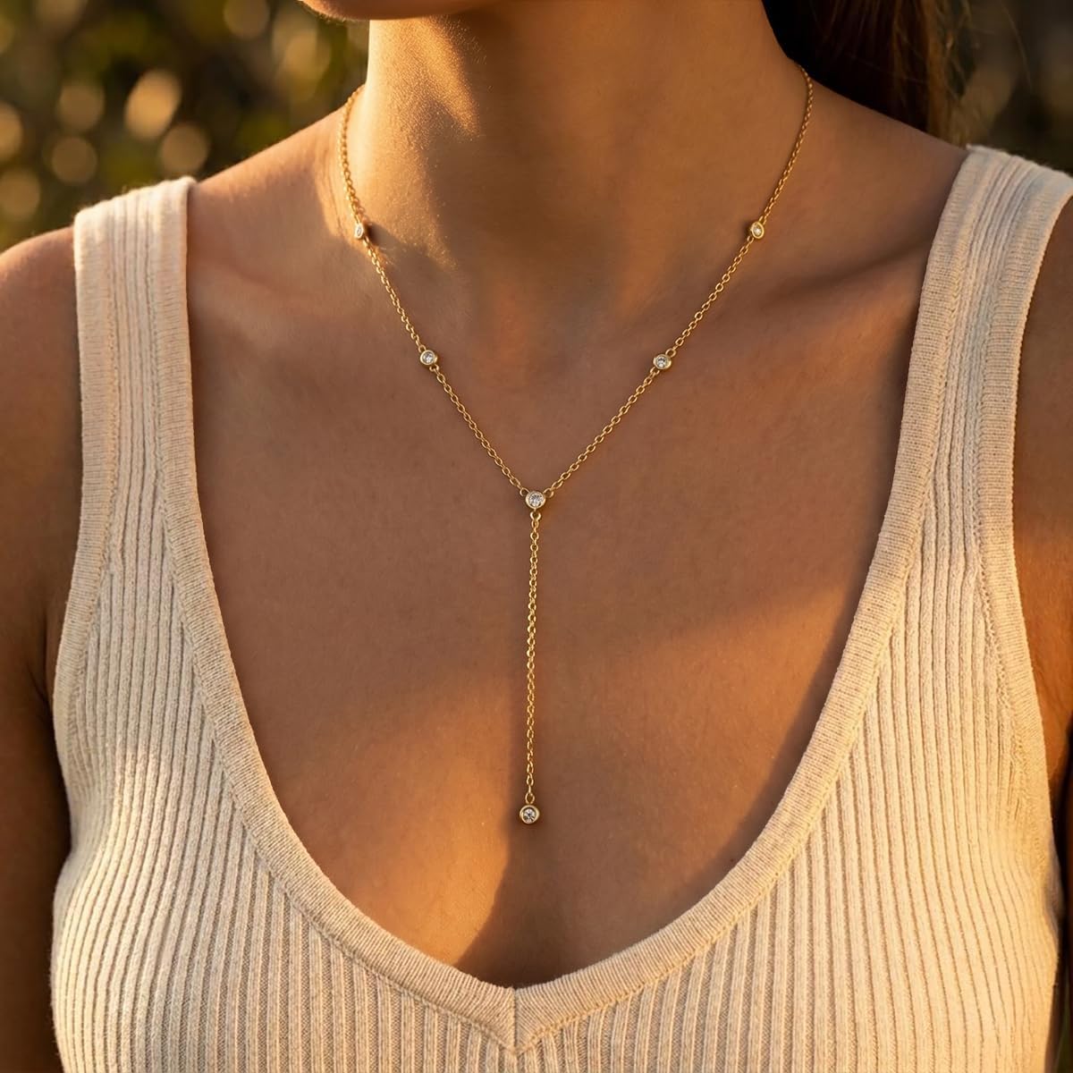 Remmocy Collar de oro y plata para mujer, chapado en oro de 14 quil...