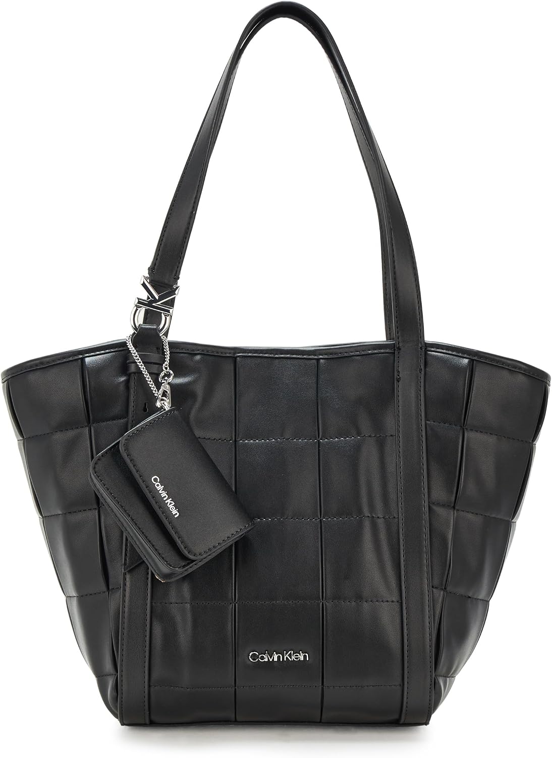 Calvin Klein Tina Shopper Tote, Negro\/Plata, Talla única
