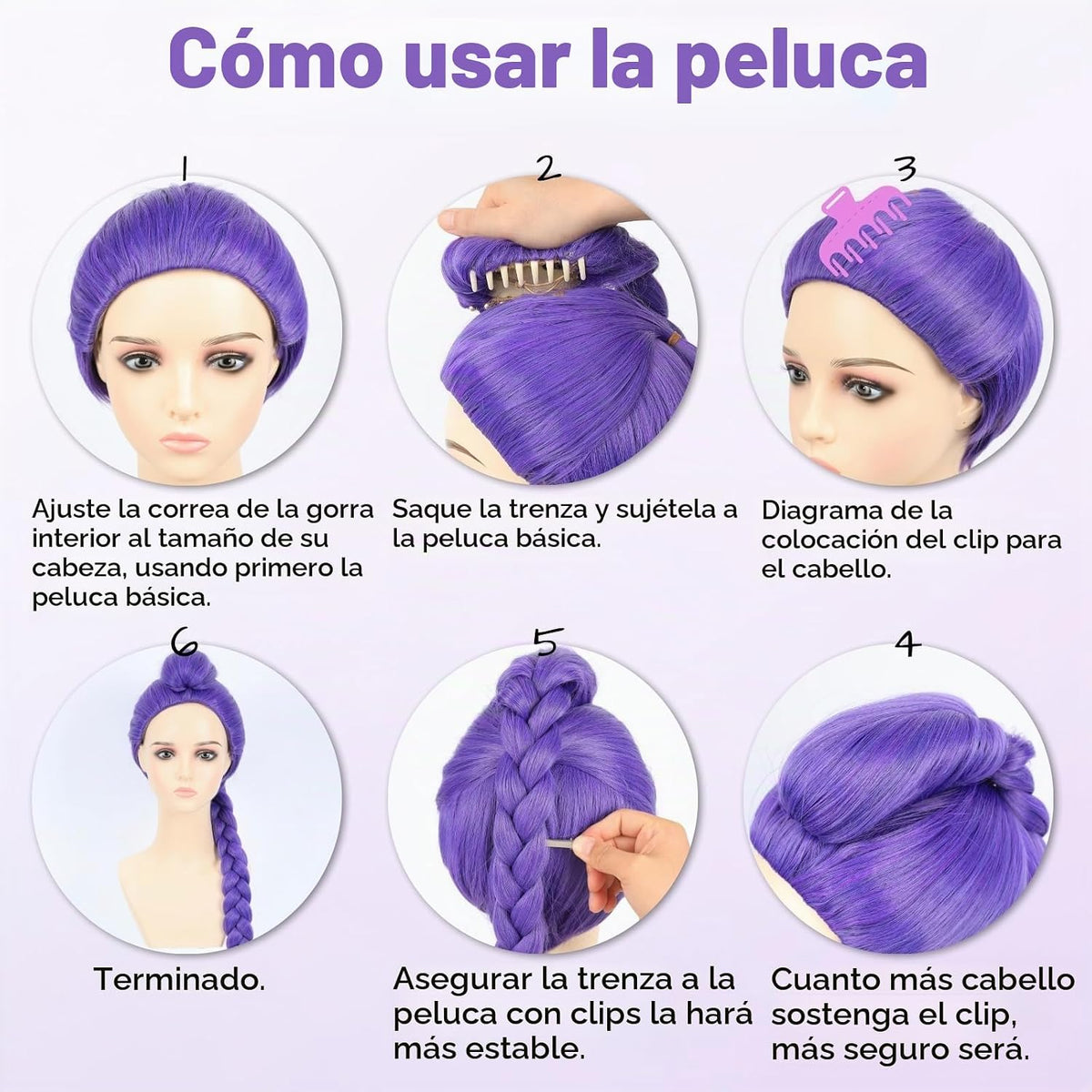 Purehair - Peluca trenzada púrpura de 47 pulgadas de largo para ani...