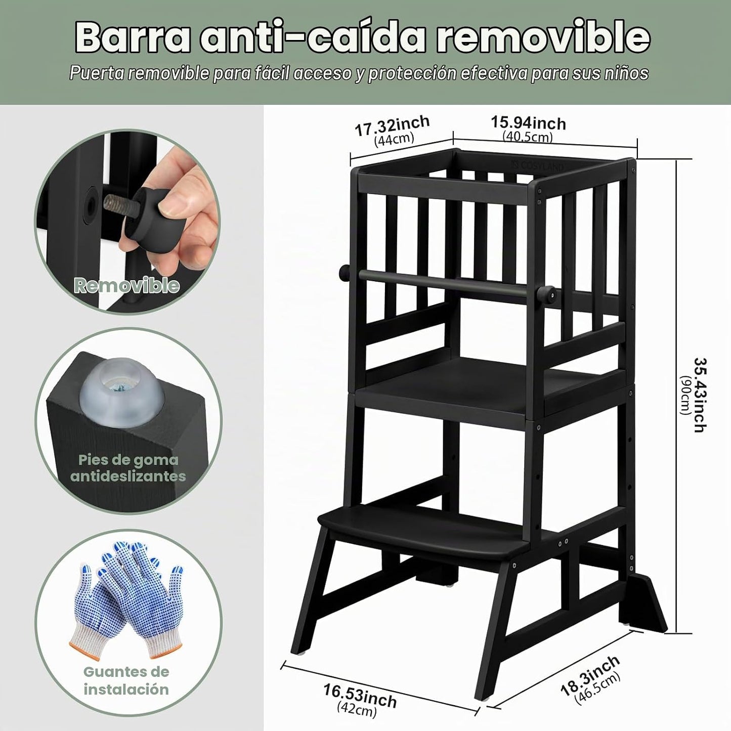 COSYLAND Torre de Pie para Niños Pequeños - Taburete Auxiliar de Co...
