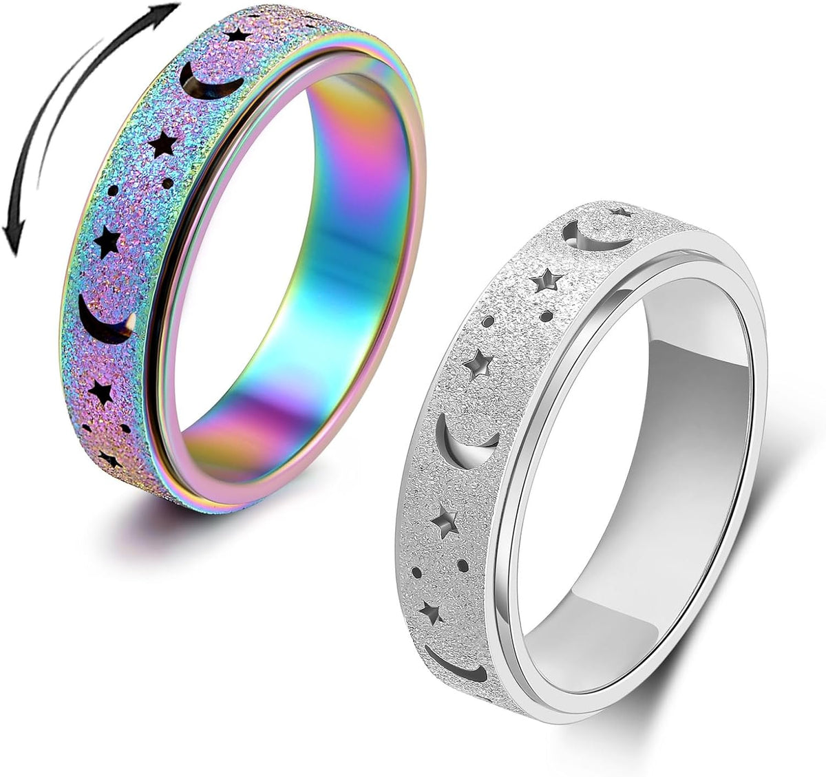 OreilleStar Anillo de ansiedad para mujer, anillo giratorio, anillo...