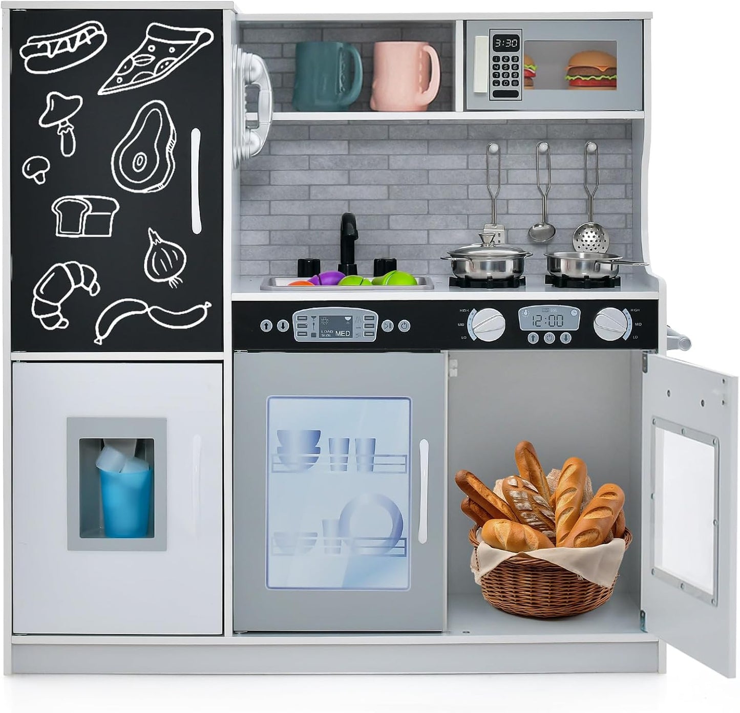 Costzon Juego de Cocina para Niños, Set de Juguetes de Cocina de Ma...
